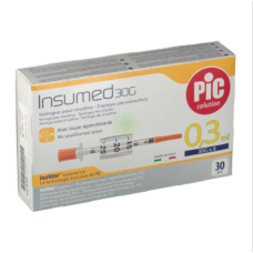 Стерильный инсулиновый шприц INSUMED U-100 0,3мл с иголкой 30G*8мм(0,30*8мм) 8058090005377