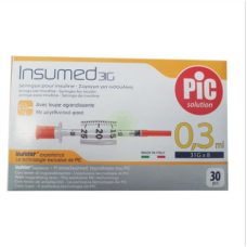 Стерильный инсулиновый шприц INSUMED U-100 0,3мл с иголкой 31G*8мм(0,25*8мм) 8058090005322