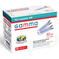 Тест-полоски Gamma Diamond 50 шт. (2х25) для опред. глюкозы в крови глюкометром гамма даймонд, прима 7640143653034