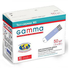 Тест-смужки Gamma MS 50 шт. у 2 флаконах по 25 шт. для визначення глюкози в крові глюкометром гамма міні та спікер 7640143651818