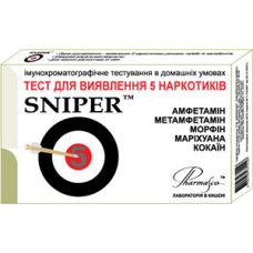 Тест для выявления 5 наркотиков Sniper 5 (Амфетамин (AMP), Морфин (MOR), Кокаин (COC), Метамфетамин (MET), Марихуана (THC)) 4820058670026