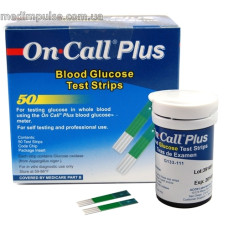 Тест-полоски On-Call Plus 50 шт. в 2 флаконах по 25 шт. для определения глюкозы в крови глюкометром он-колл плюс 682607535217