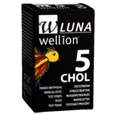 Тест-смужки Wellion Luna Duo холестерин 5 шт. в 1 флаконі для визначення глюкози в крові глюкометром веліон місяць дуо холестерин