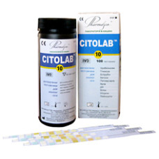 Citolab 10 диагностические тест-полоски для определения уробилиногена, глюкозы, билирубина, кетонов, крови, pH, белка, нитритов, удельного веса, лейкоцитов